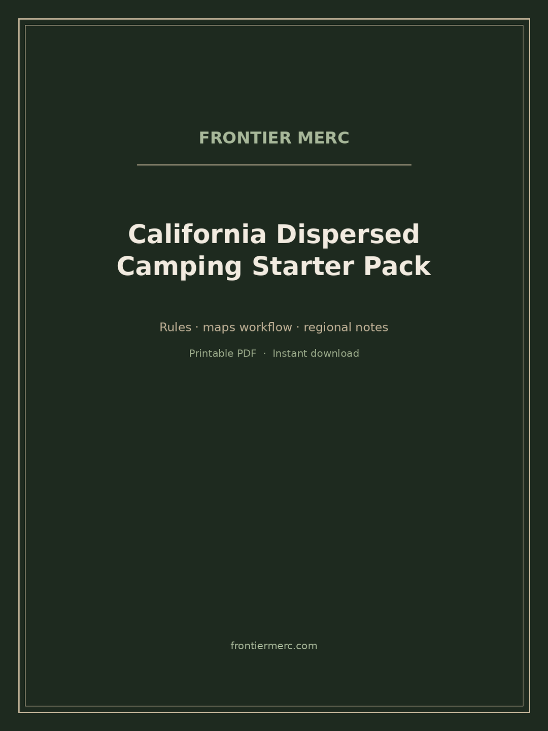 California Dispersed Camping Starter Pack cover