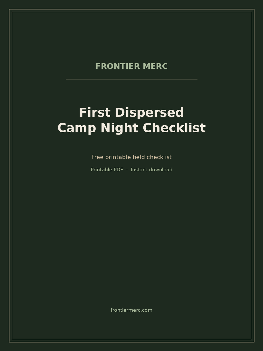 First Dispersed Camp Night Checklist cover