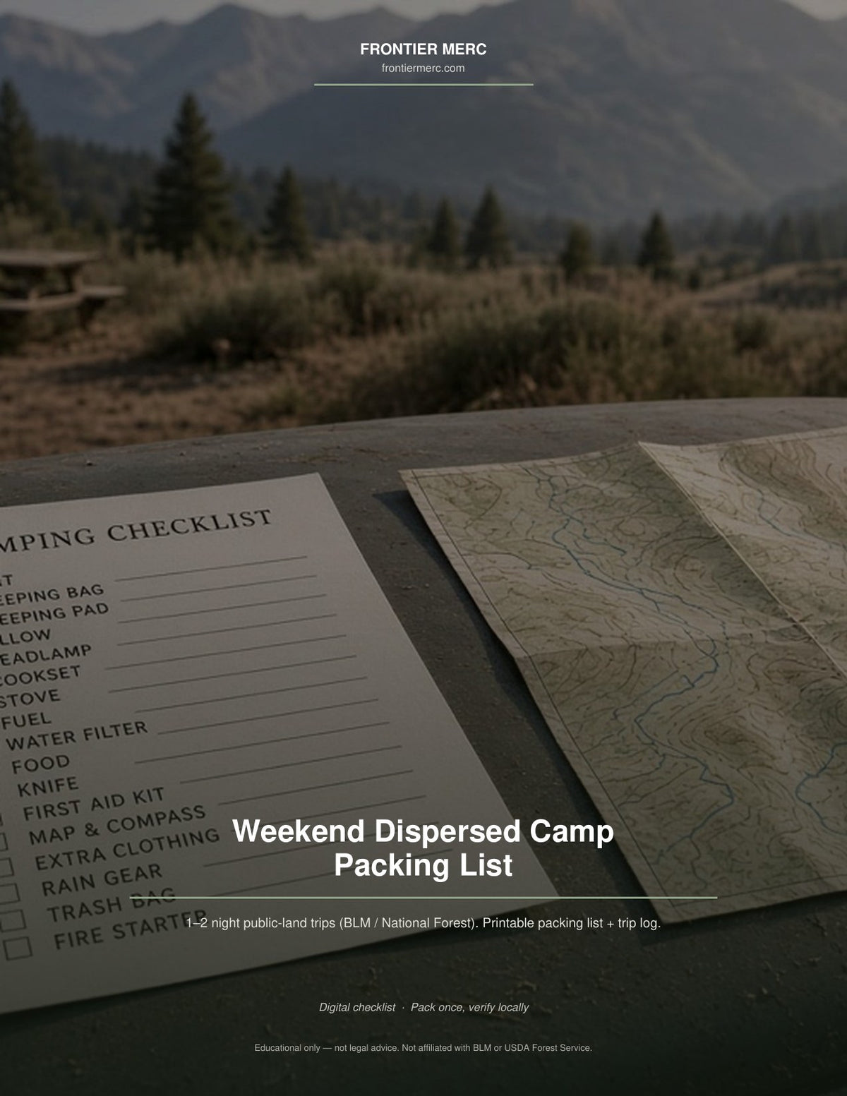 Weekend Dispersed Camp Packing List — PDF cover