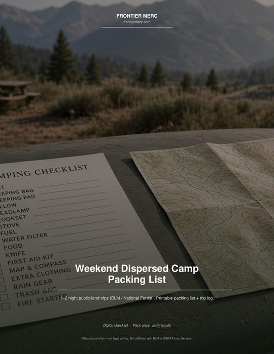 Weekend Dispersed Camp Packing List — PDF cover
