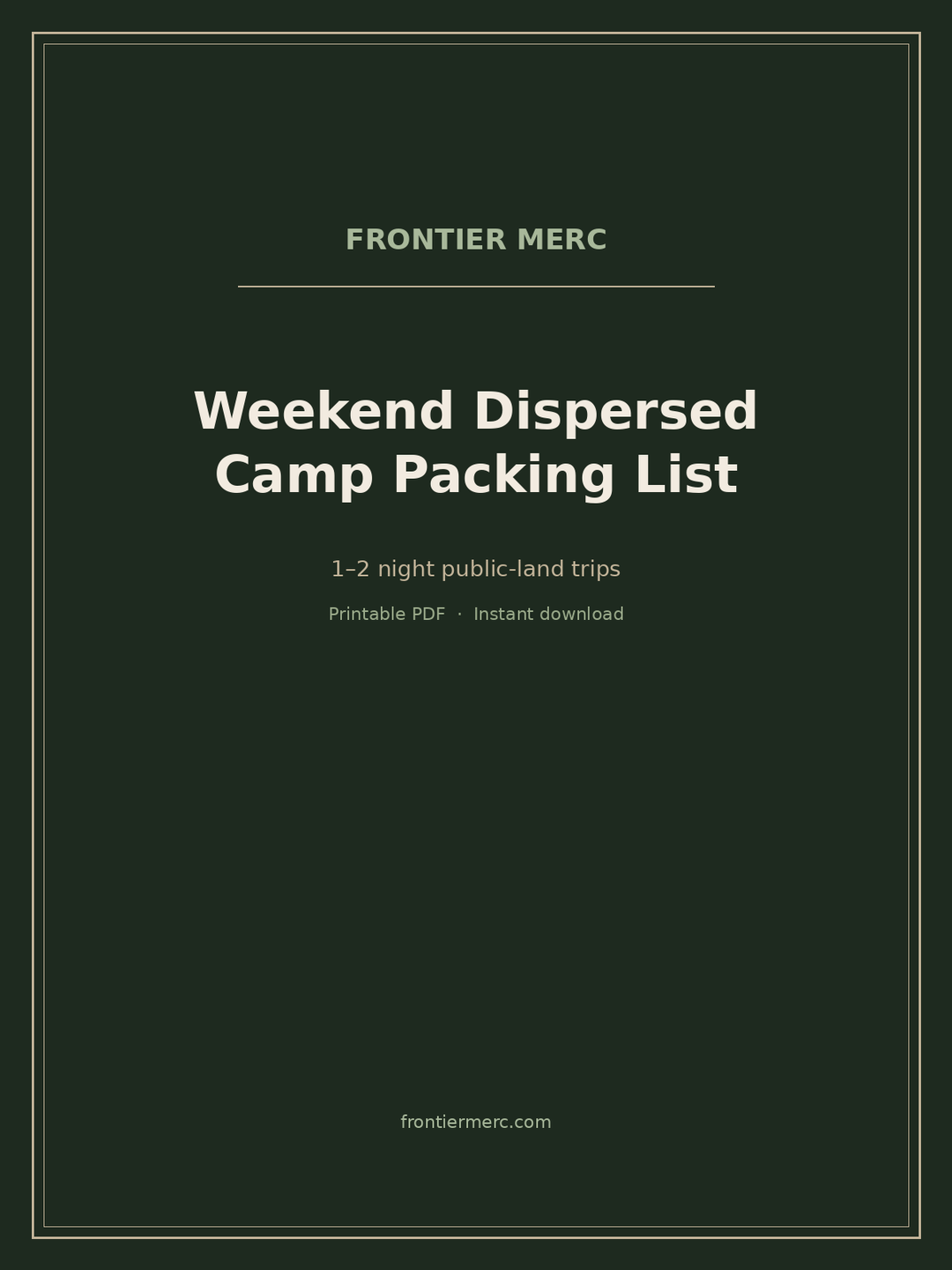 Weekend Dispersed Camp Packing List cover